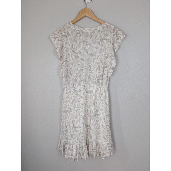 Rebecca Taylor Linen Floral Dress White Pink Extra Small - Picture 3 of 9